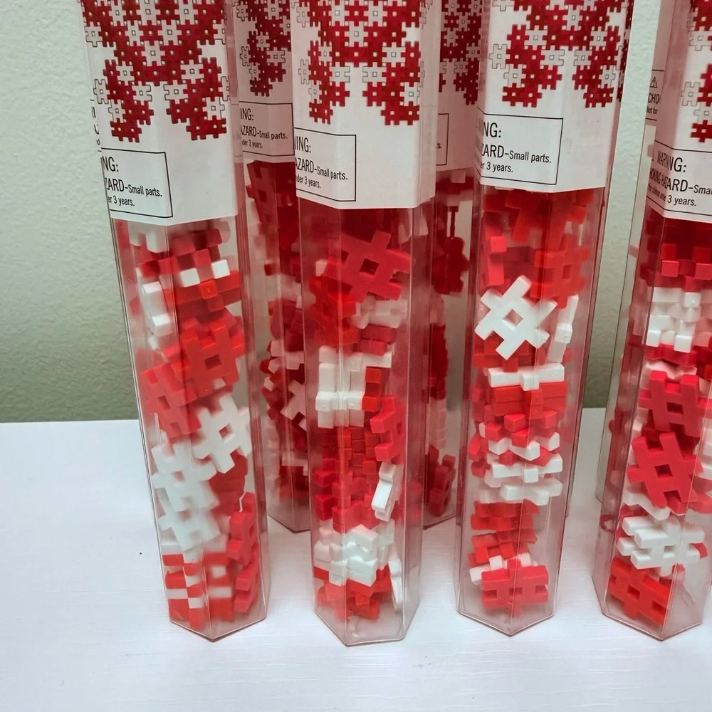 NEW Set of 10 Building Linking Blocks Target Bullseye Playground, Red & White